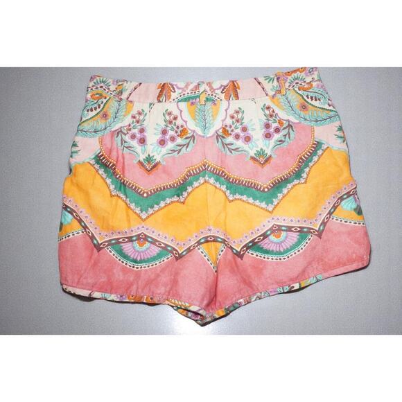 Zara Shorts Womens XL Floral Linen Boho Abstract High Rise Shorts - Picture 5 of 8